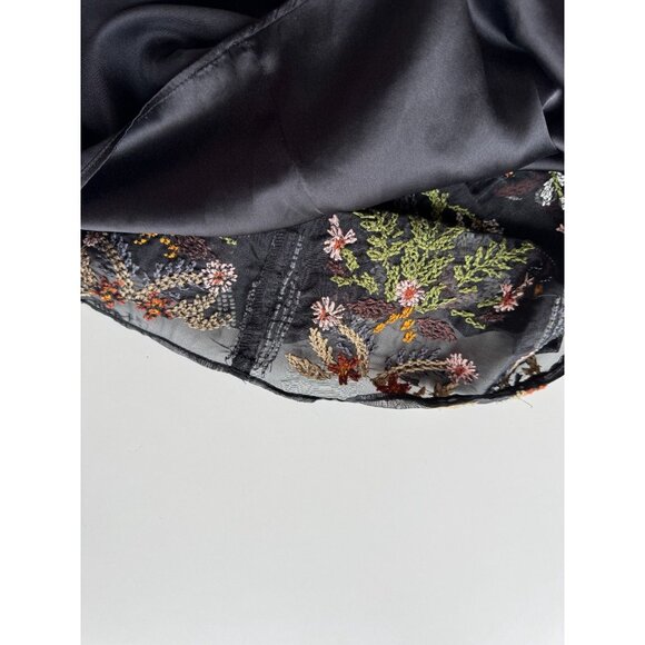 FLOREAT Nalini Black Floral Embroidered Beaded Organza A-Line Blouse, Size 10 - Picture 11 of 15